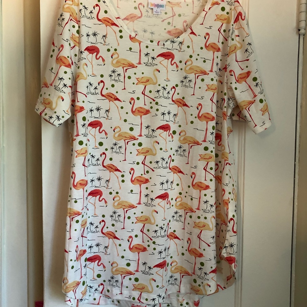 Lularoe Christy Size Large with Orange Flamingos NWOT